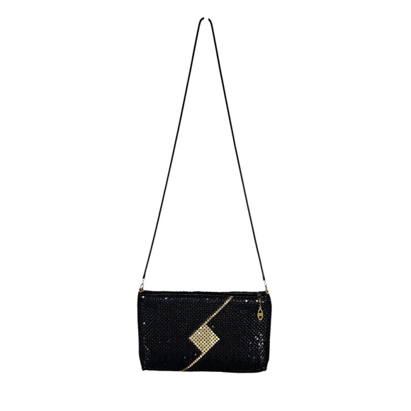 Vintage 70s Whiting & Davis Black Gold Mesh Diamond Art Deco Shoulder Bag - Picture 13 of 15